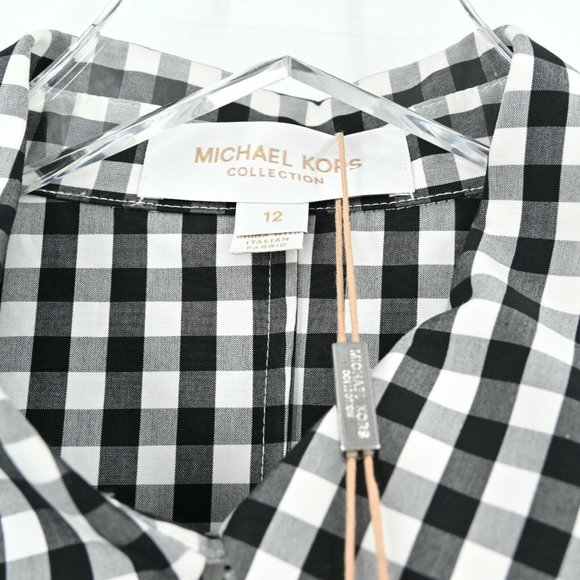 MICHAEL KORS Collection knee length 12 Gingham Poplin Belted Shirt Dress $1490 - Picture 6 of 12